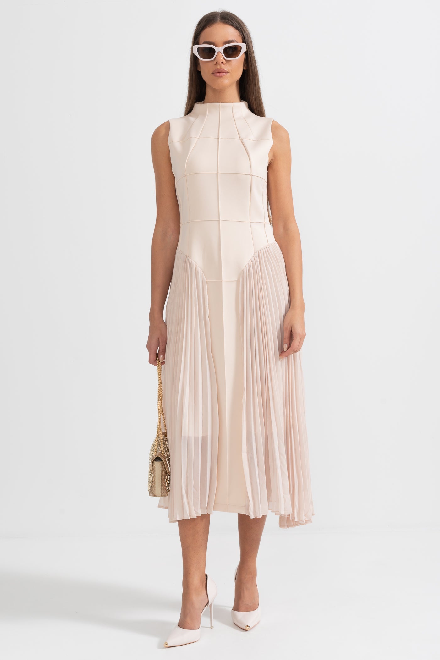 Nadine Nude Sleeveless Knit Midi Dress