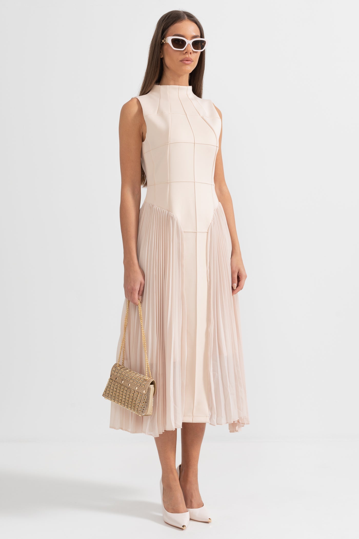 Nadine Nude Sleeveless Knit Midi Dress