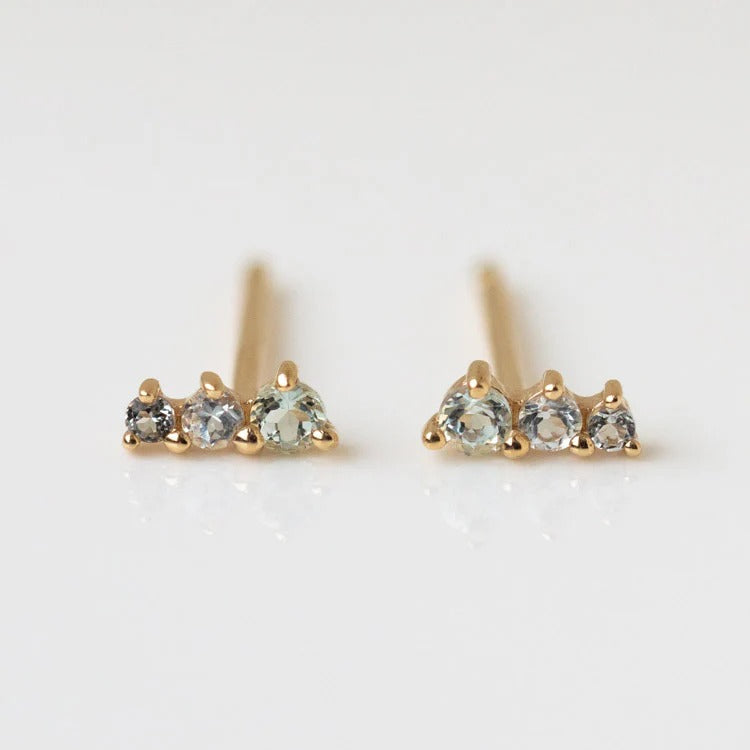 Elegant Three Mini Zirconia Earrings - Sandy