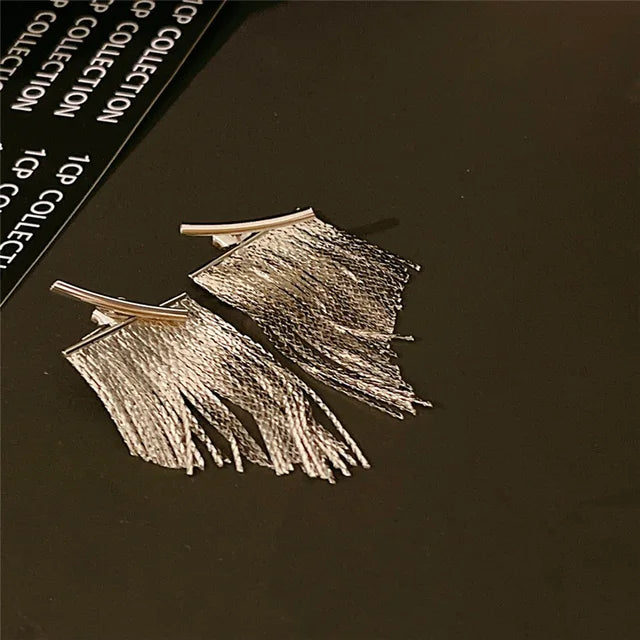 Cluster Earrings with Hanging Threads