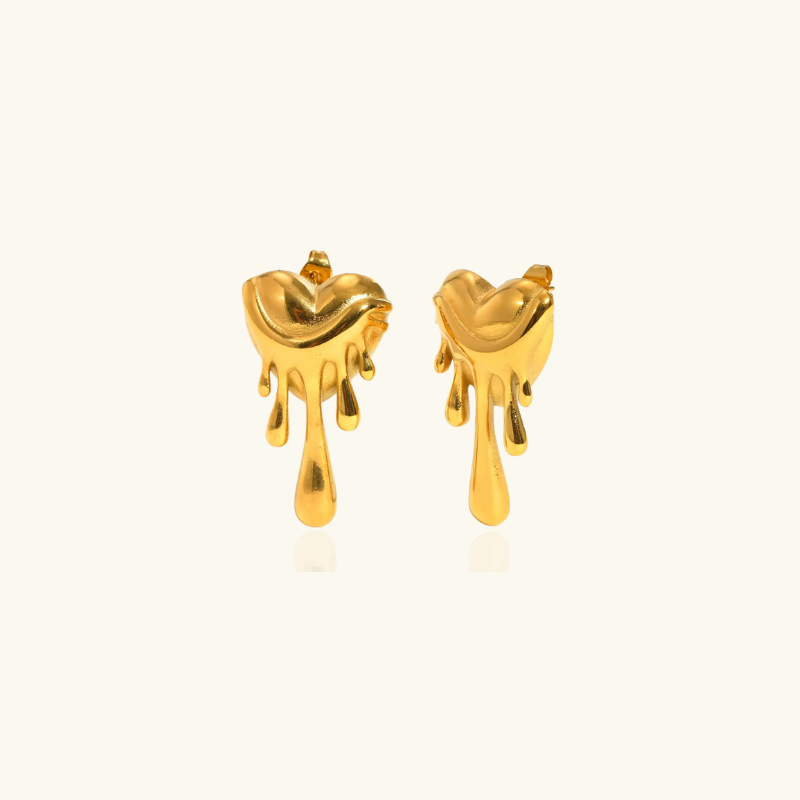 Felicia Gold Plated Melted Heart-Shaped Earrings for a Stylish Look