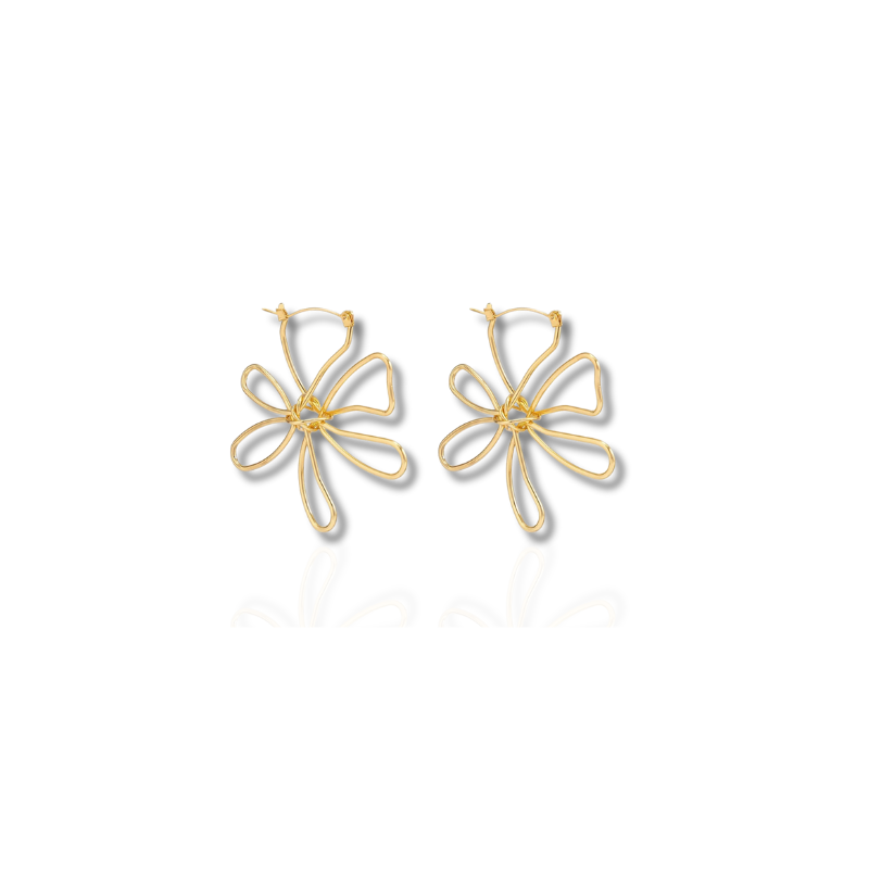 Stylish Gold Geometric Flower Stud Earrings - Elegant and Luxurious Accessory by Tommie