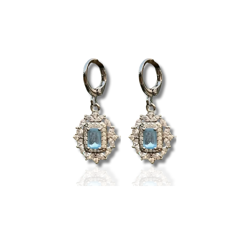 Stylish Aquamarine Crystal Hoop Earrings - Elegant Janeke Design