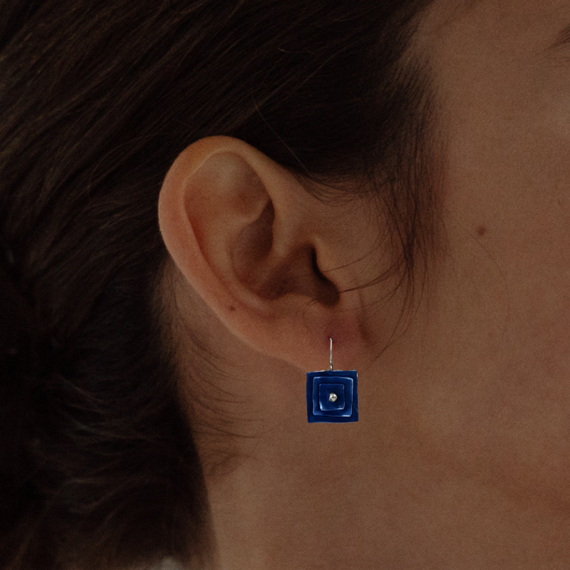 Elegant Blue Vintage Square Earrings - Seduction