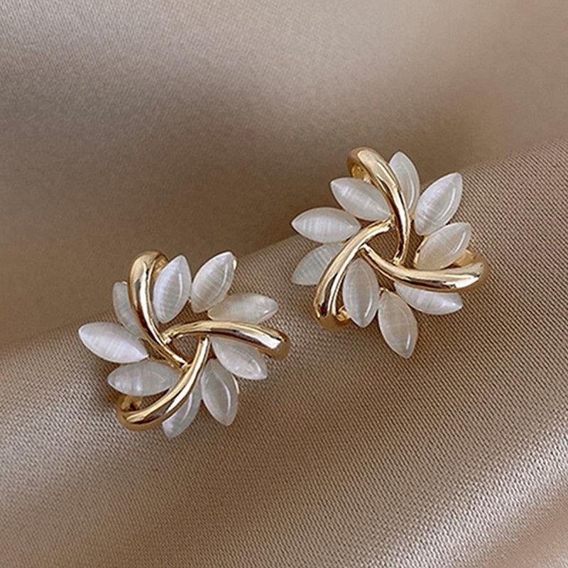 Elegant Bloom Stud Earrings with Jasmine Theme Closure