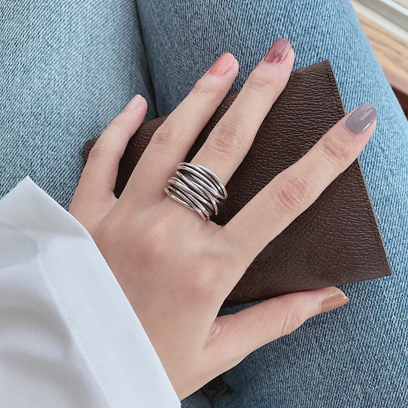 Immerse Yourself in Style with the Adjustable Multi-Layer Sterling Silver 925 Ring