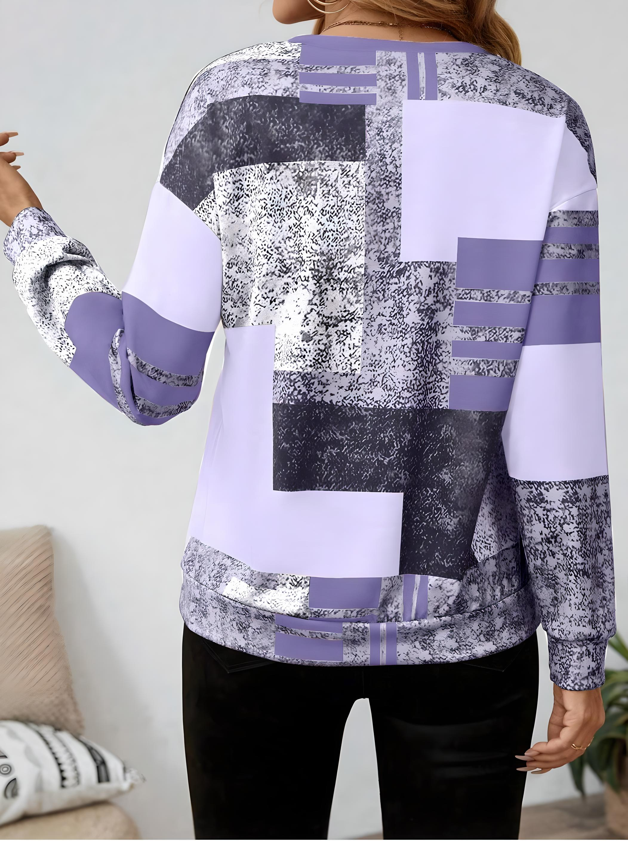 Geometric Casual Half-Zip Sweatshirt