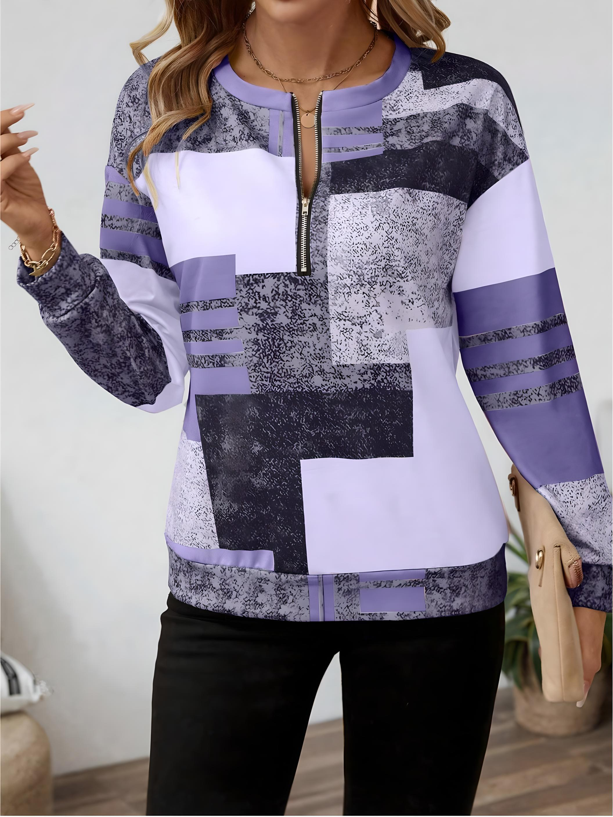 Geometric Casual Half-Zip Sweatshirt