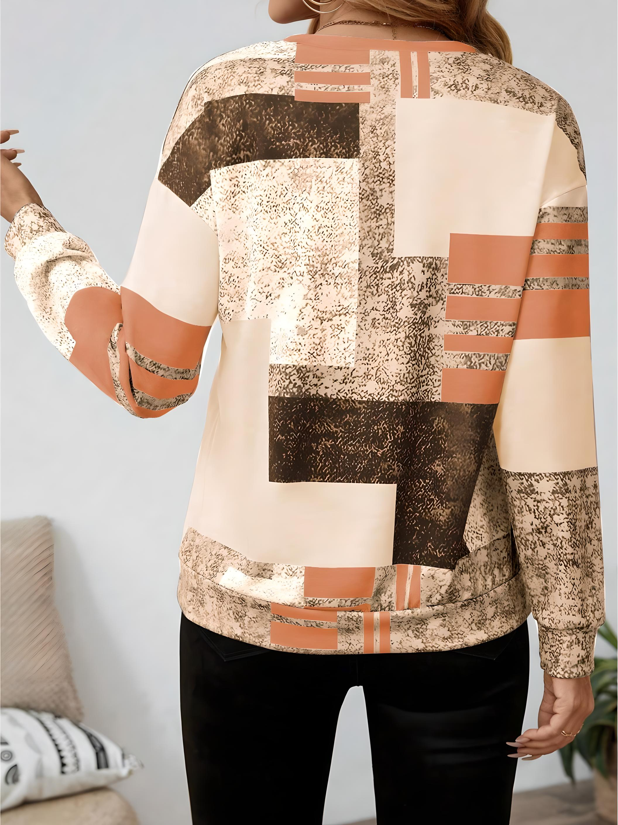Geometric Casual Half-Zip Sweatshirt