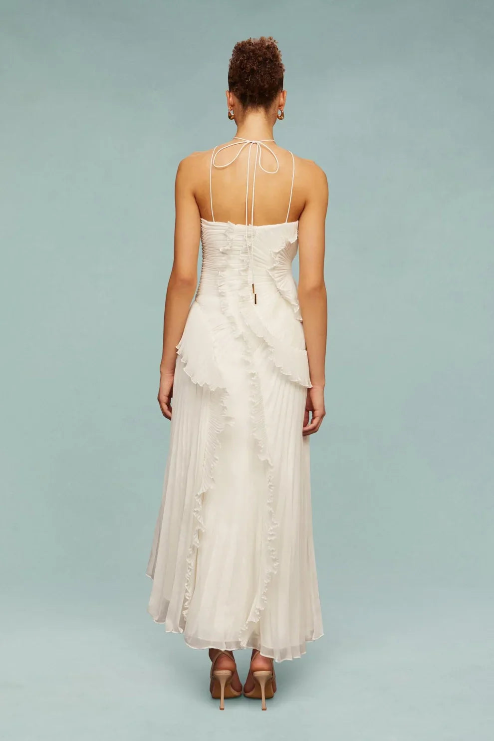 Alina Midi Dress with Ruffle Skirt and Ruffle Finish