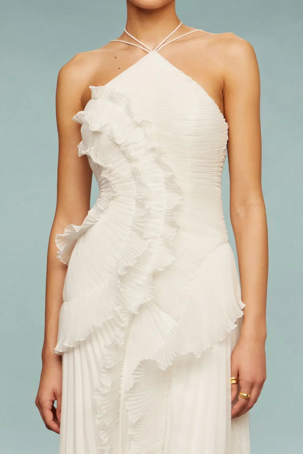 Alina Midi Dress with Ruffle Skirt and Ruffle Finish