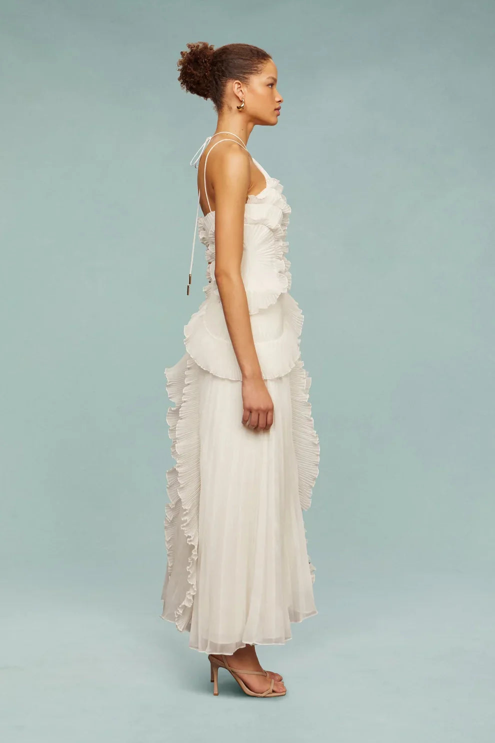 Alina Midi Dress with Ruffle Skirt and Ruffle Finish