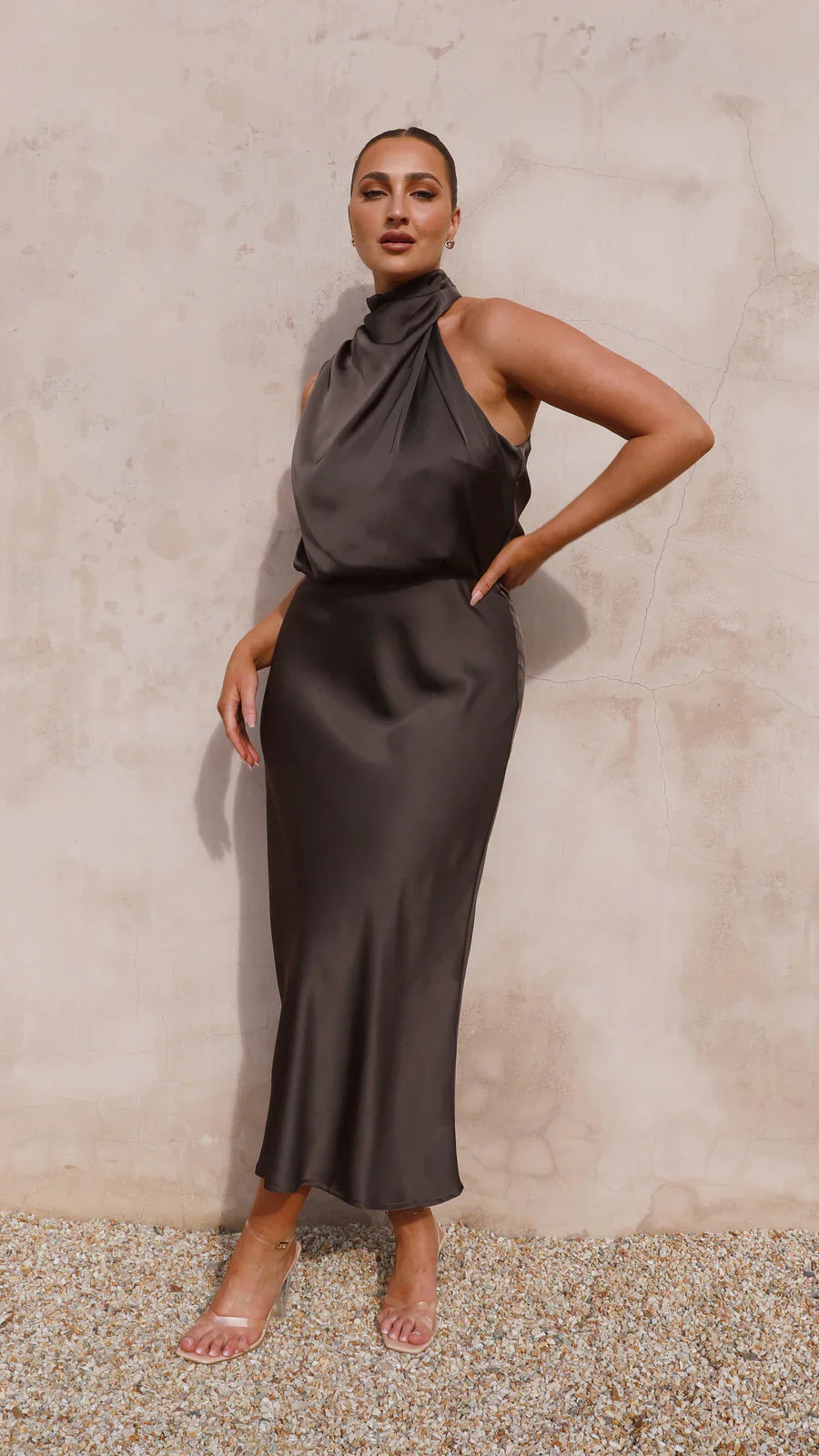 Amara Satin Couture Maxi Dress