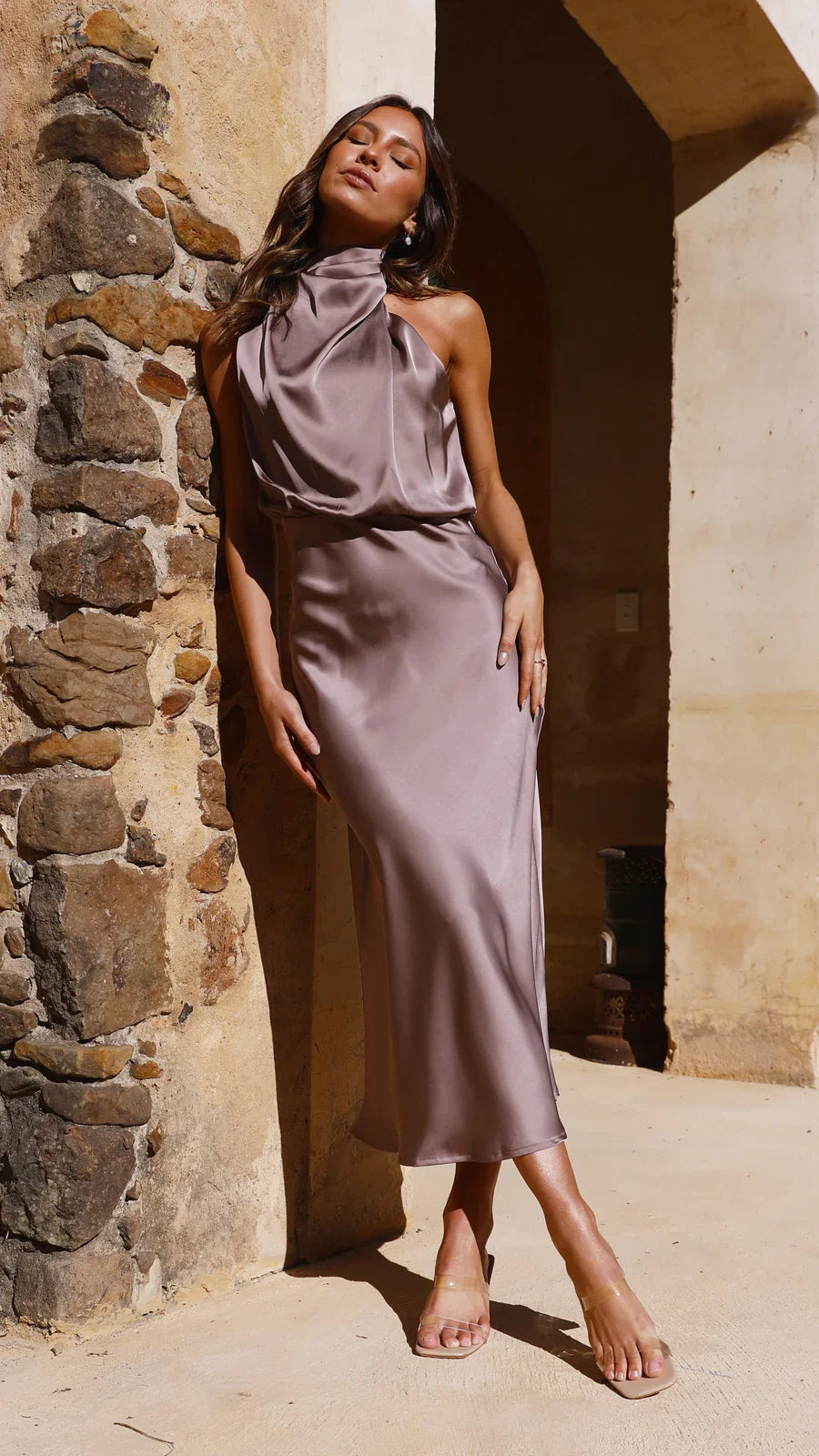Amara Satin Couture Maxi Dress
