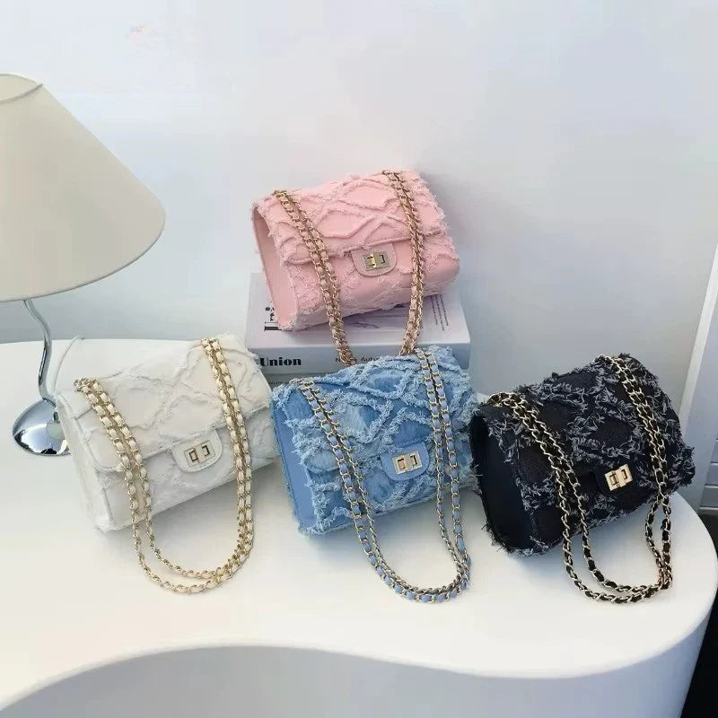 Eleni Quilted Denim Bag