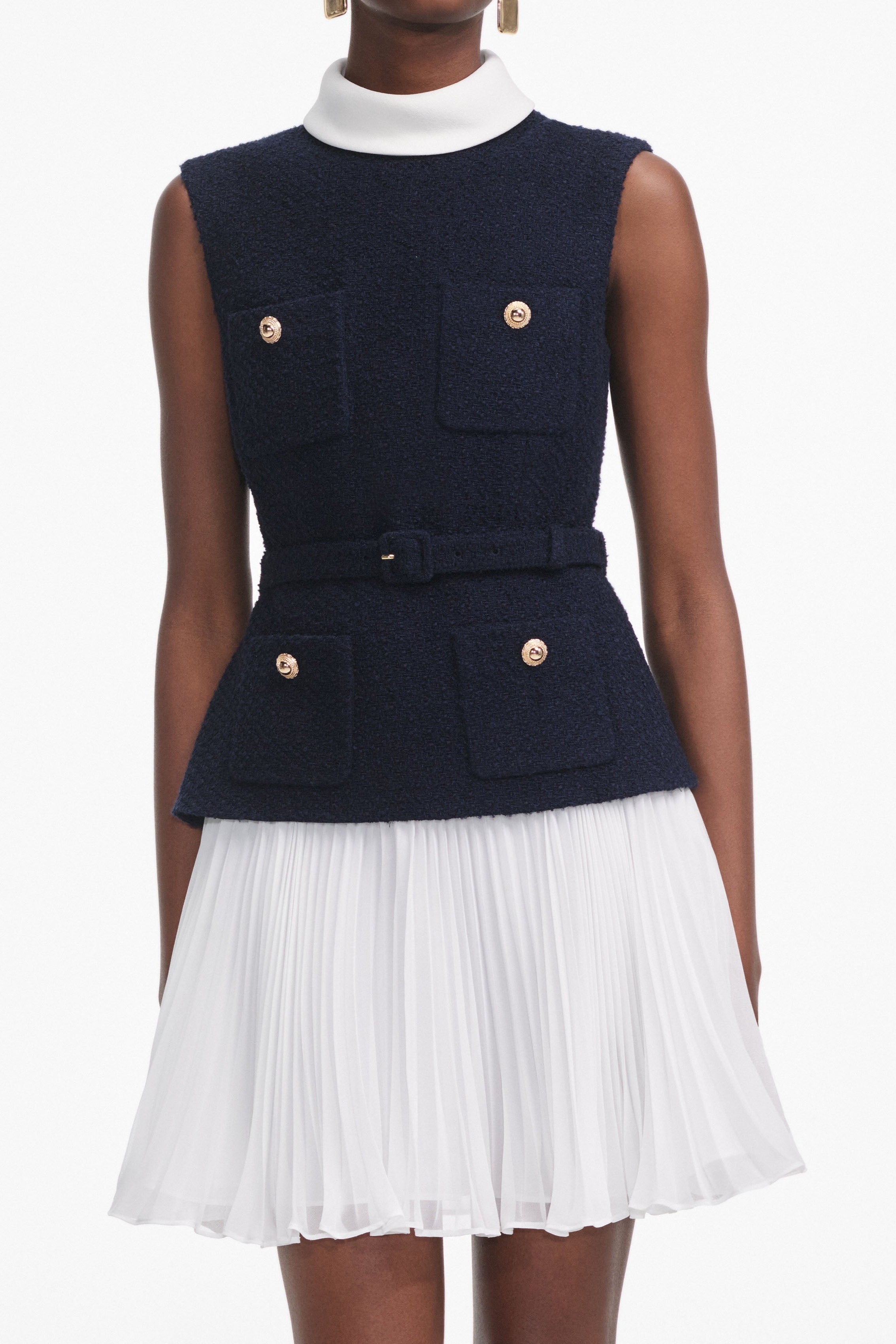 Navila Knit and Chiffon Mini Dress