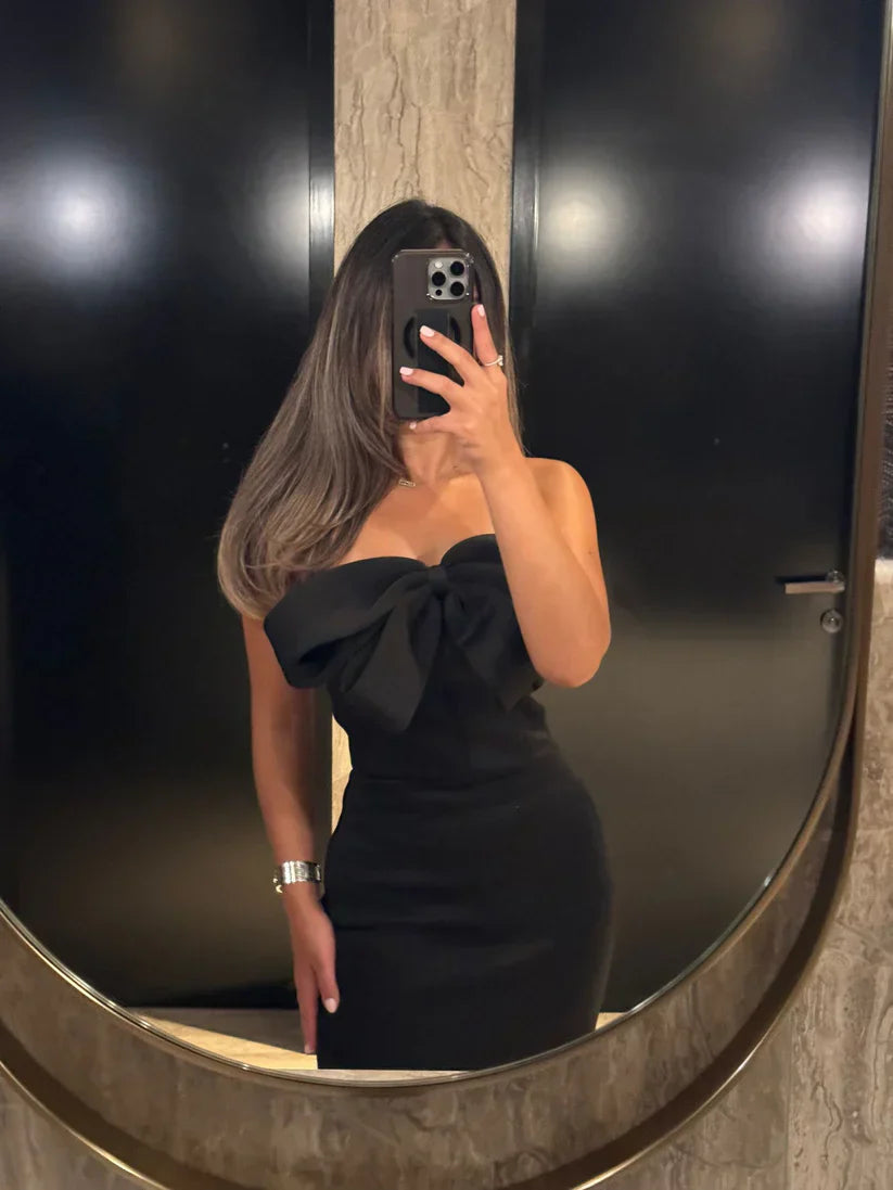 Eira Off-Shoulder Tie Detail Midi Dress