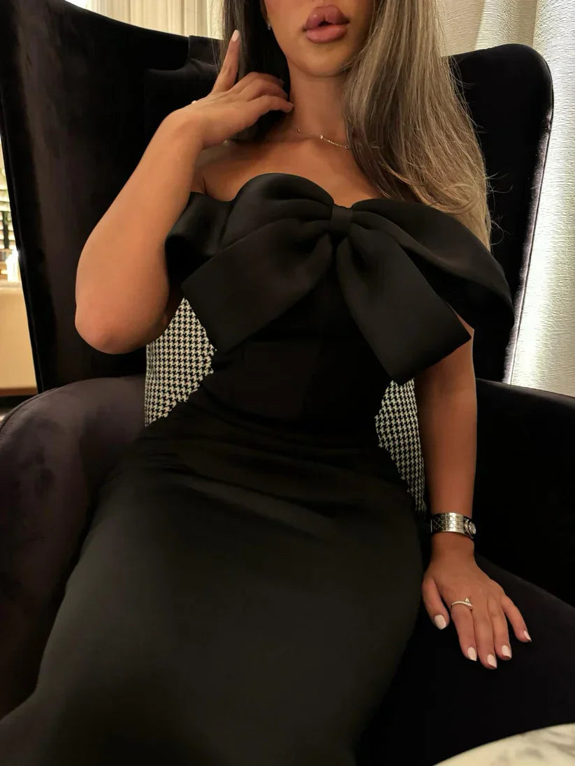 Eira Off-Shoulder Tie Detail Midi Dress