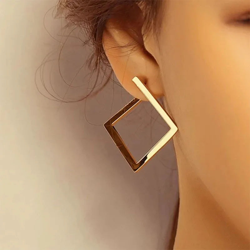 Geometric Shape Earrings in Gold & Silver Extravagant Look