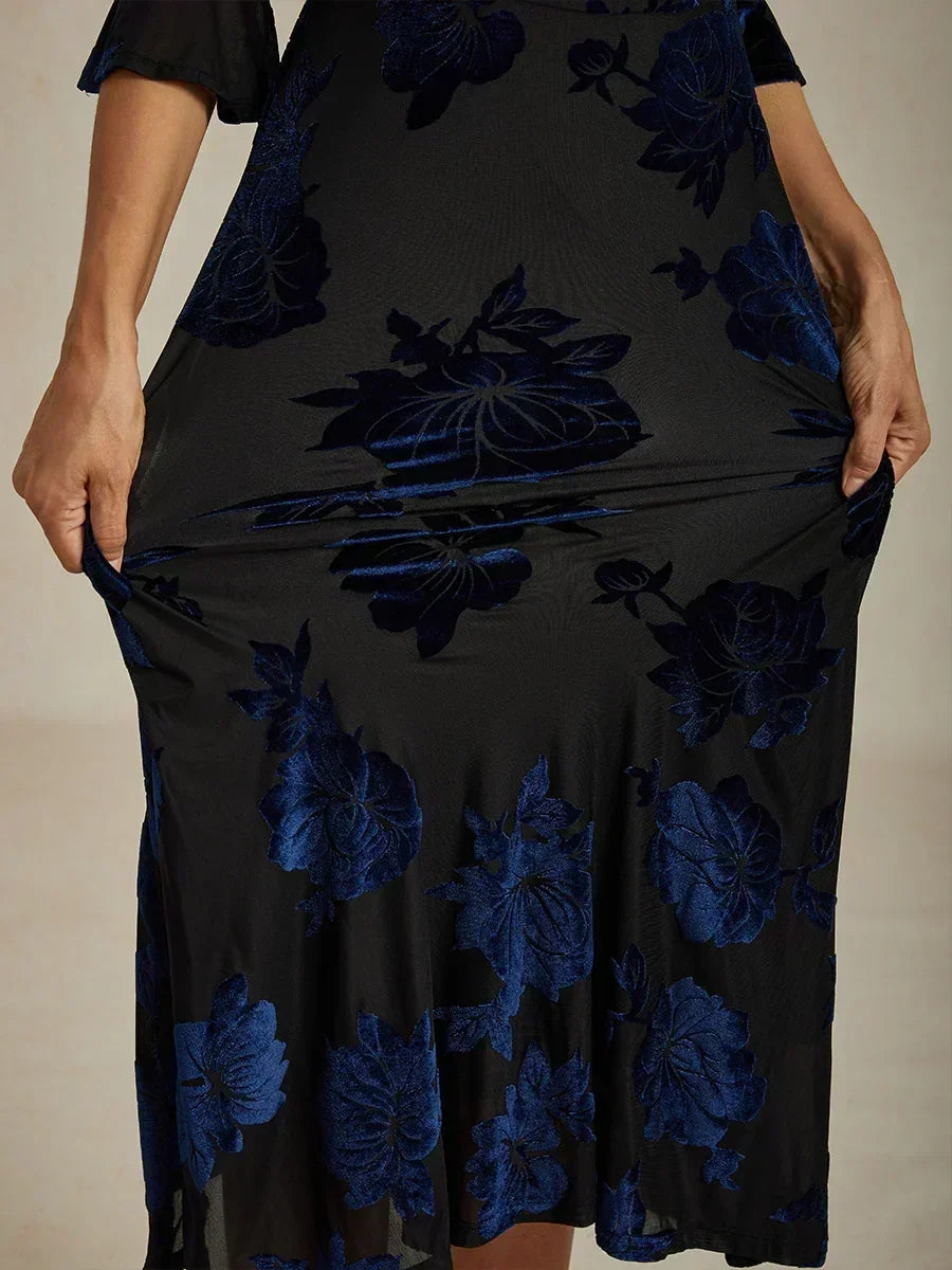 Ruffle Flutter Lace Maxi Dress