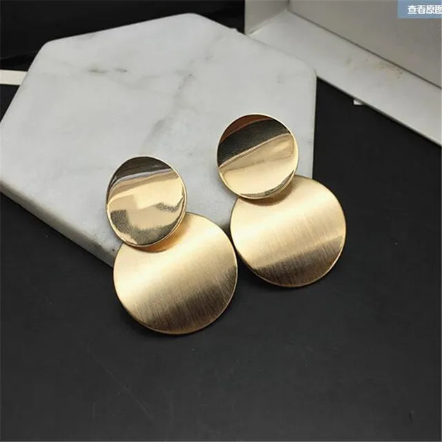Flat Disc Hoop Earrings with Mirror Finish