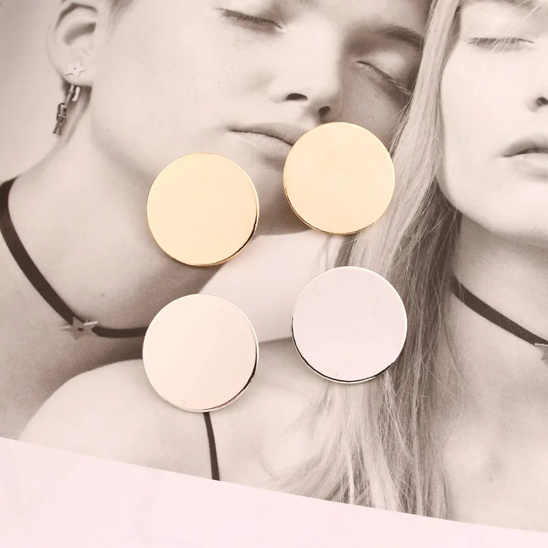 Flat Disc Hoop Earrings with Mirror Finish