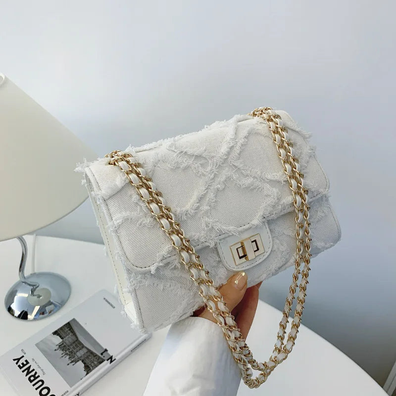 Eleni Quilted Denim Bag