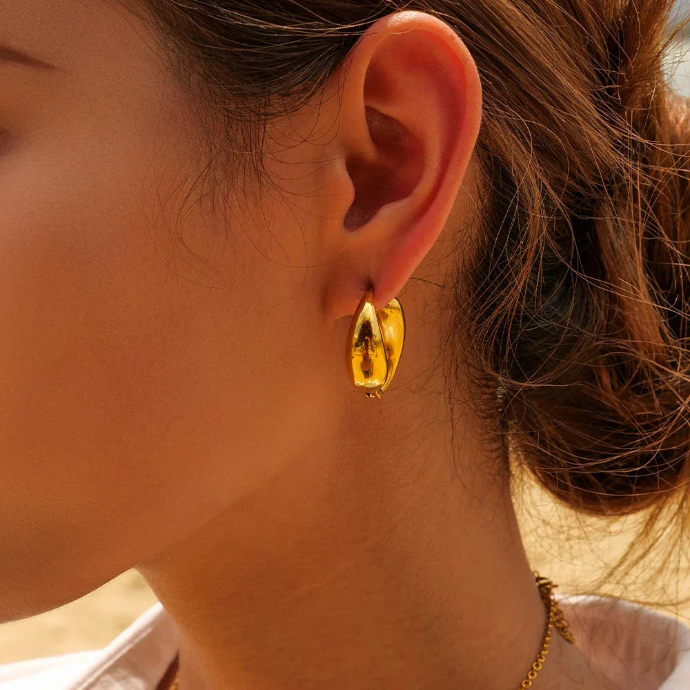 Golden Golf Hoops Earrings