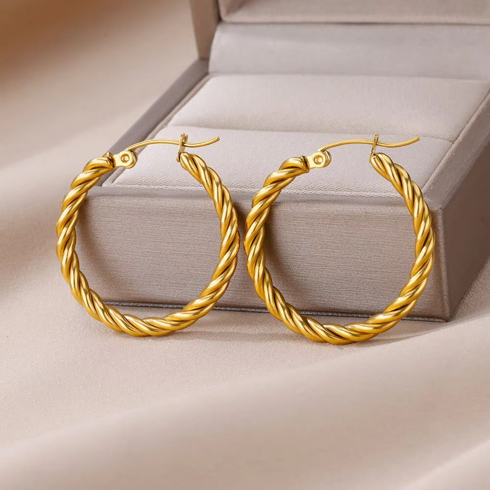 Elegant Dark Gold Hoop Earrings - Celeste for Timeless Style