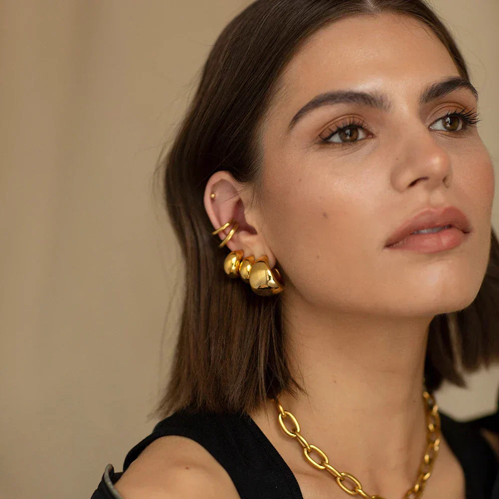 Stylish Elodie Clip-On Earrings in Elegant Gold