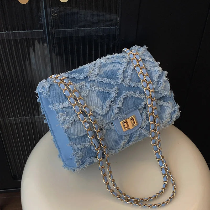 Eleni Quilted Denim Bag