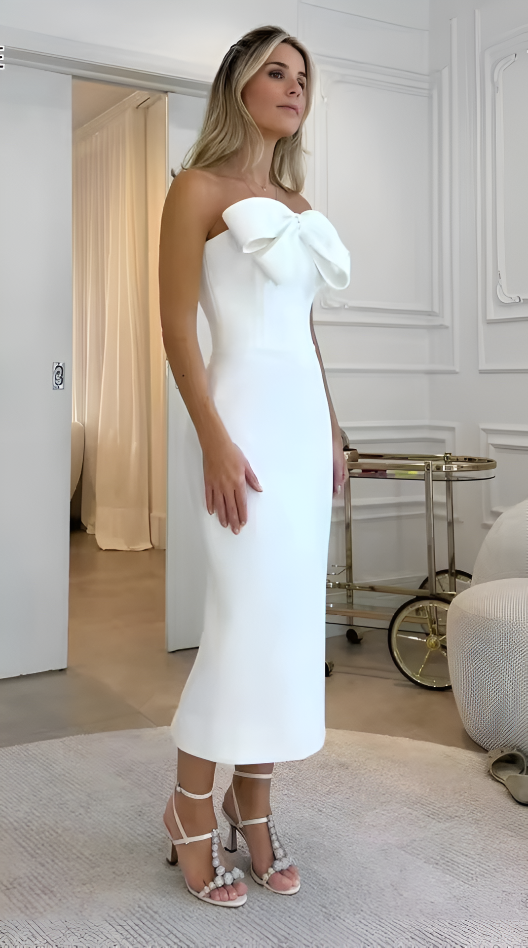 Eira Off-Shoulder Tie Detail Midi Dress