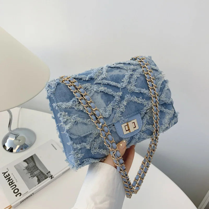 Eleni Quilted Denim Bag