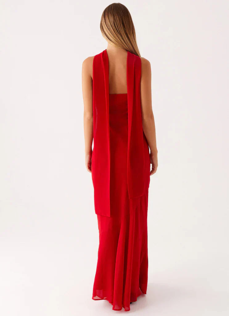 Rina Fully Lined Maxi with Collar Scarf