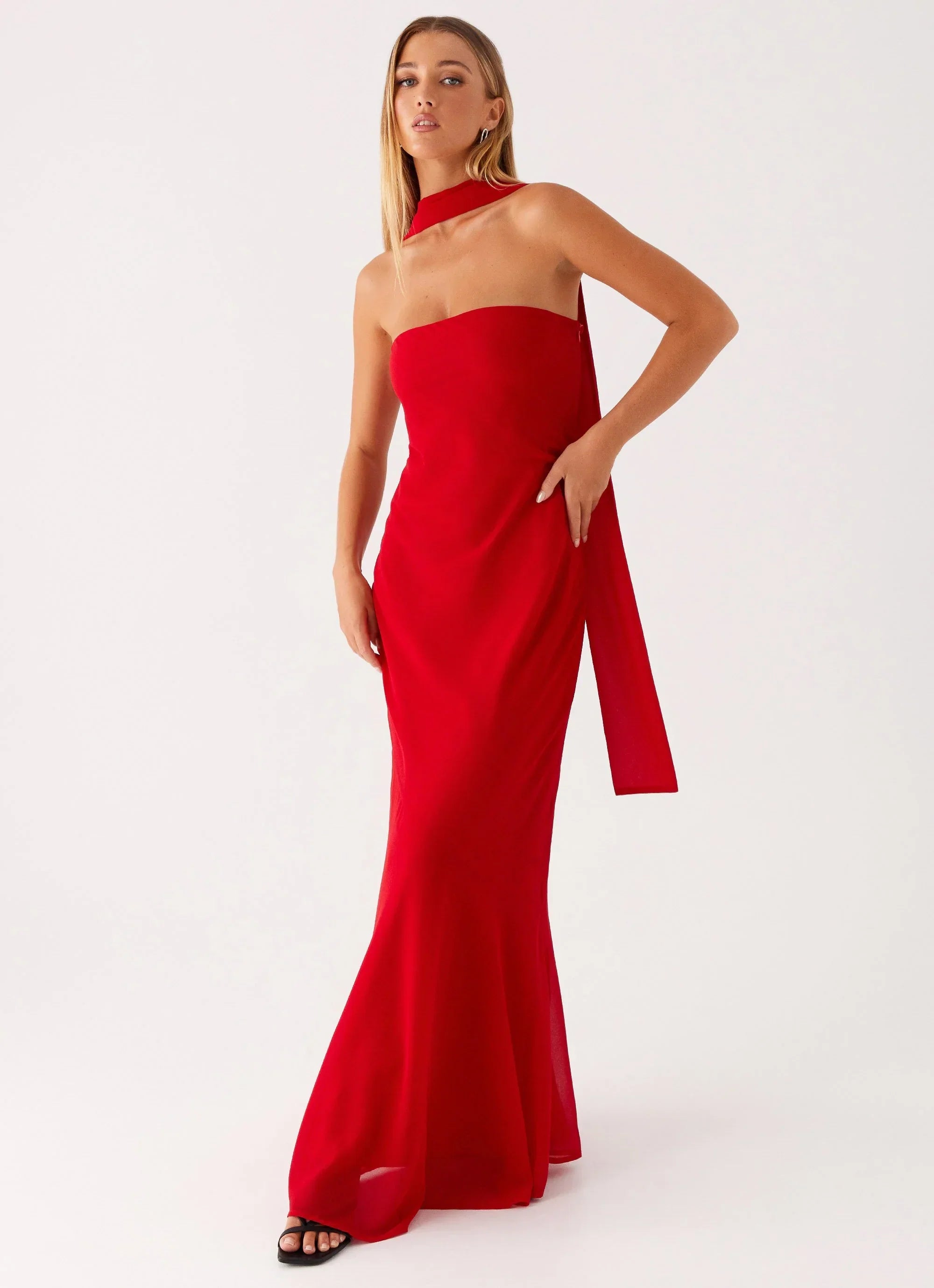 Rina Fully Lined Maxi with Collar Scarf