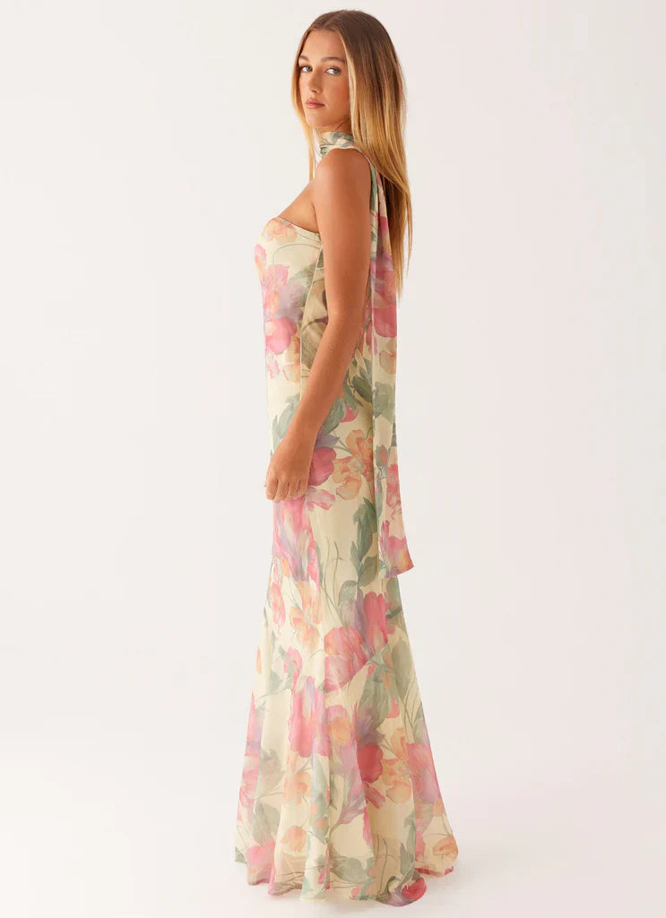 Rina Fully Lined Maxi with Collar Scarf