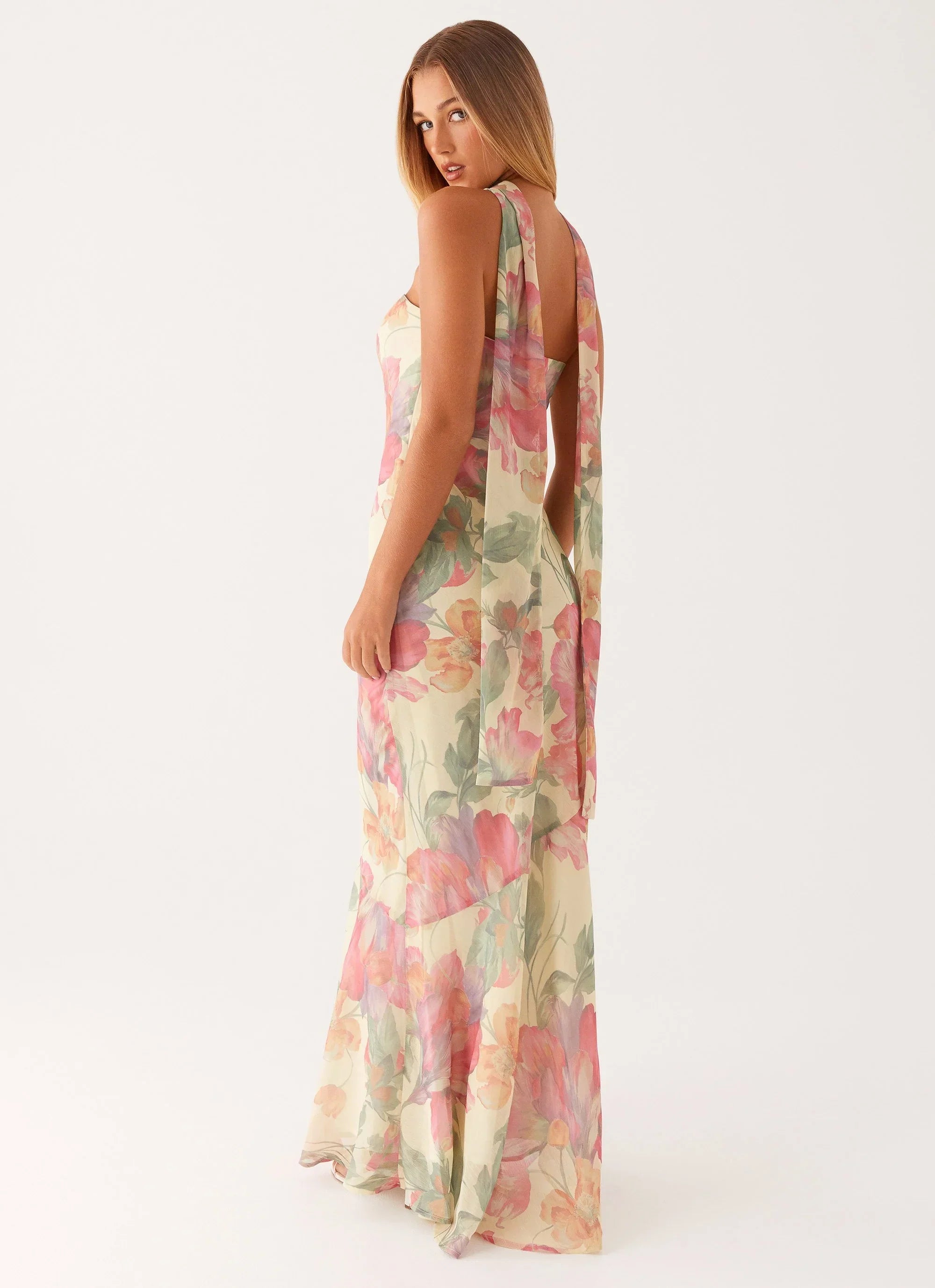 Rina Fully Lined Maxi with Collar Scarf