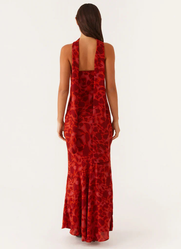 Rina Fully Lined Maxi with Collar Scarf
