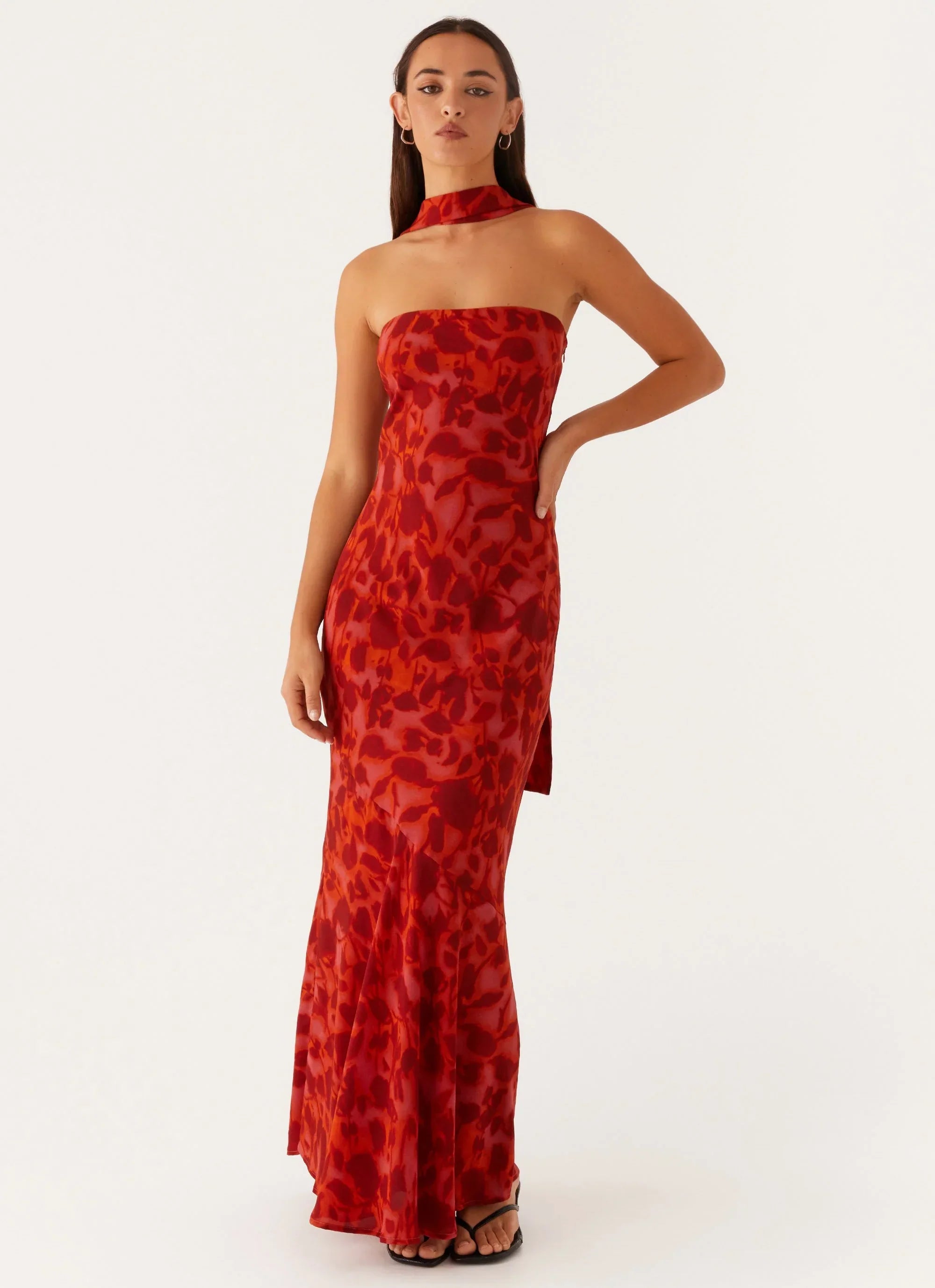 Rina Fully Lined Maxi with Collar Scarf