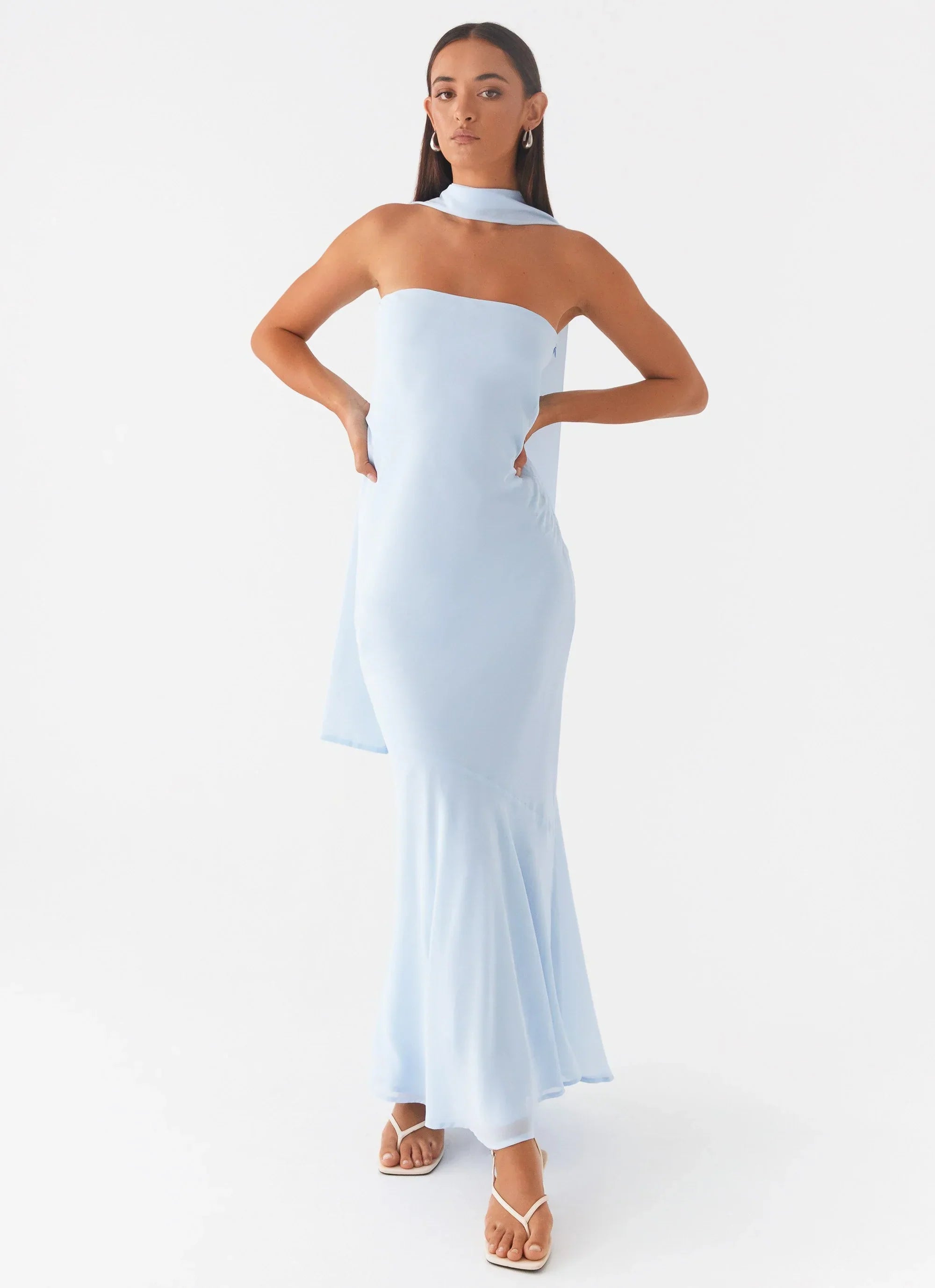 Rina Fully Lined Maxi with Collar Scarf