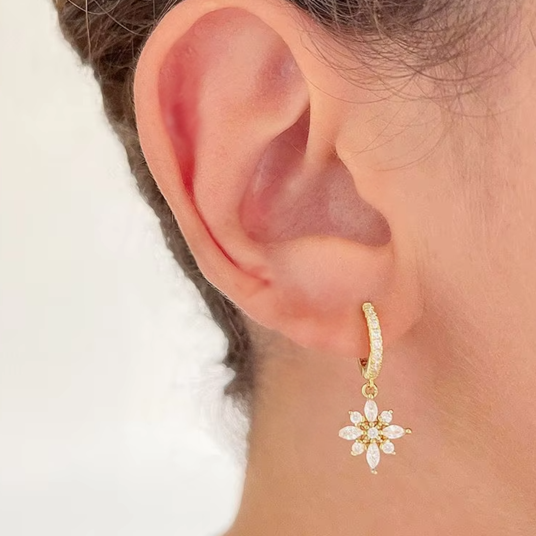 Elegant Gold Crystal Flower Hoop Earrings - Enchanting Jewelry Style by Evi