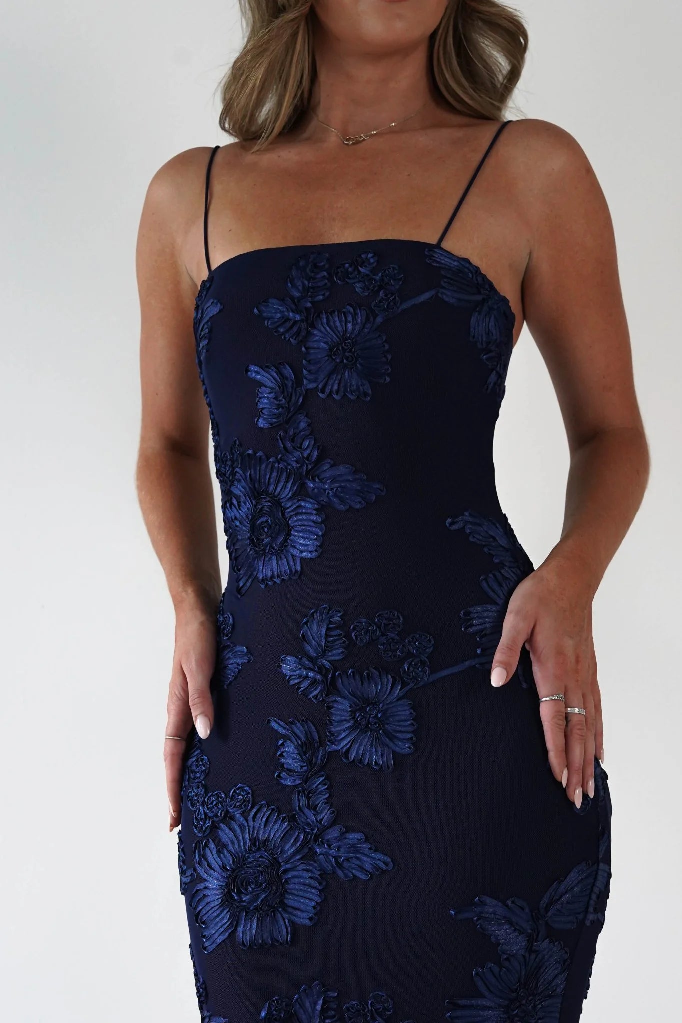 Alvana Floral Appliqué Maxi Dress