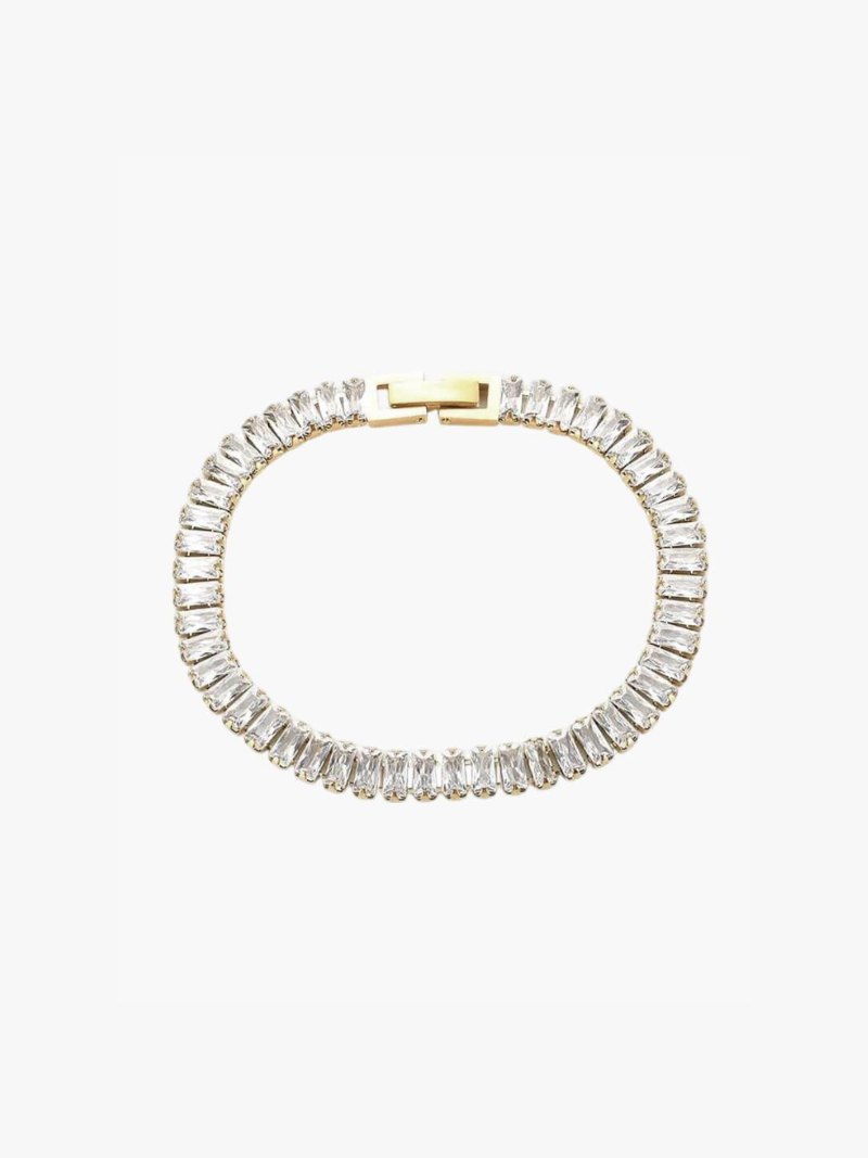 Elegant Tennis Wristband Baguette with Shiny Gemstones