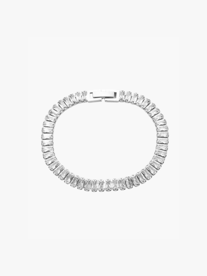 Elegant Tennis Wristband Baguette with Shiny Gemstones