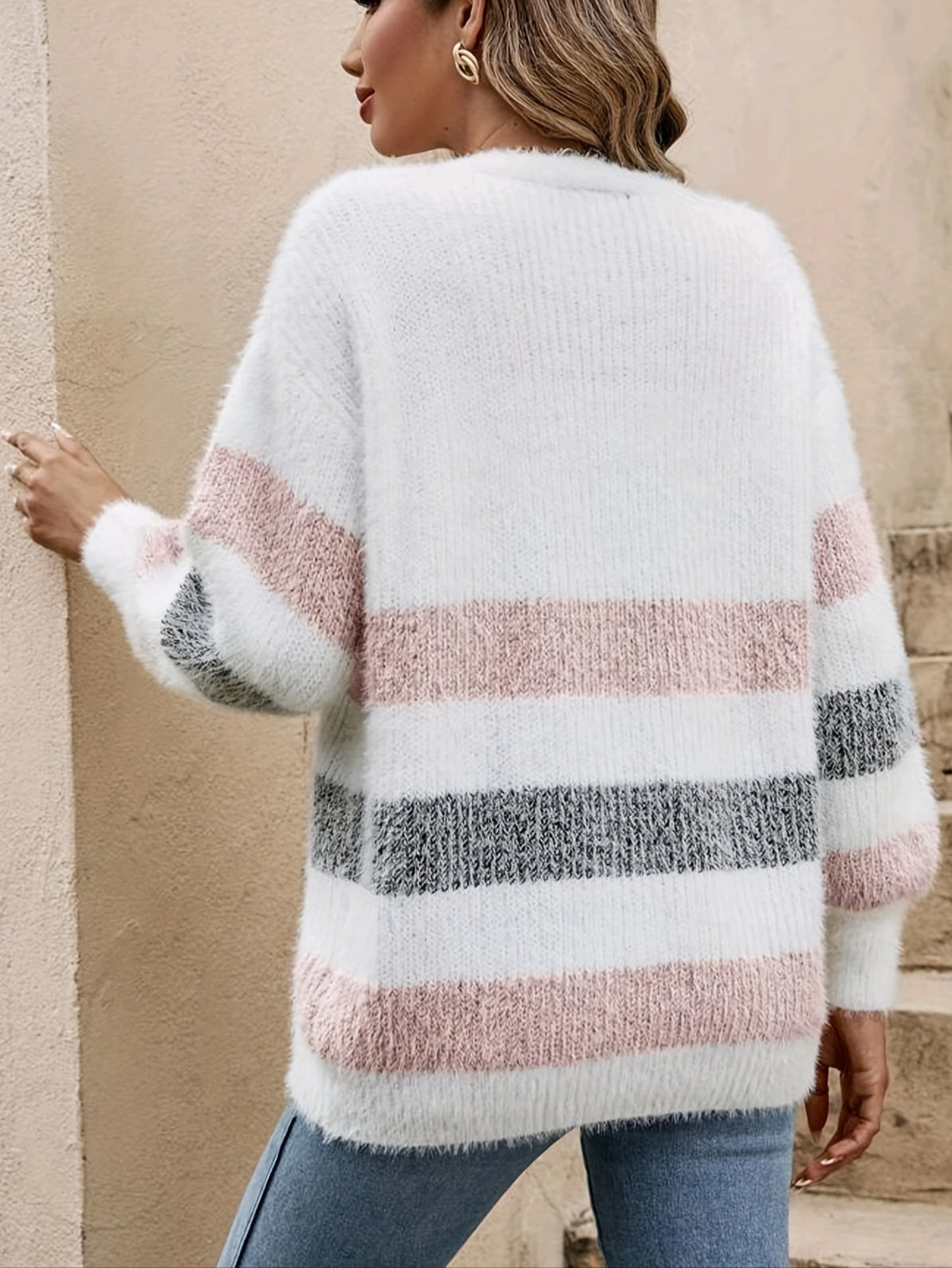 Striped Button-Front Casual Cardigan