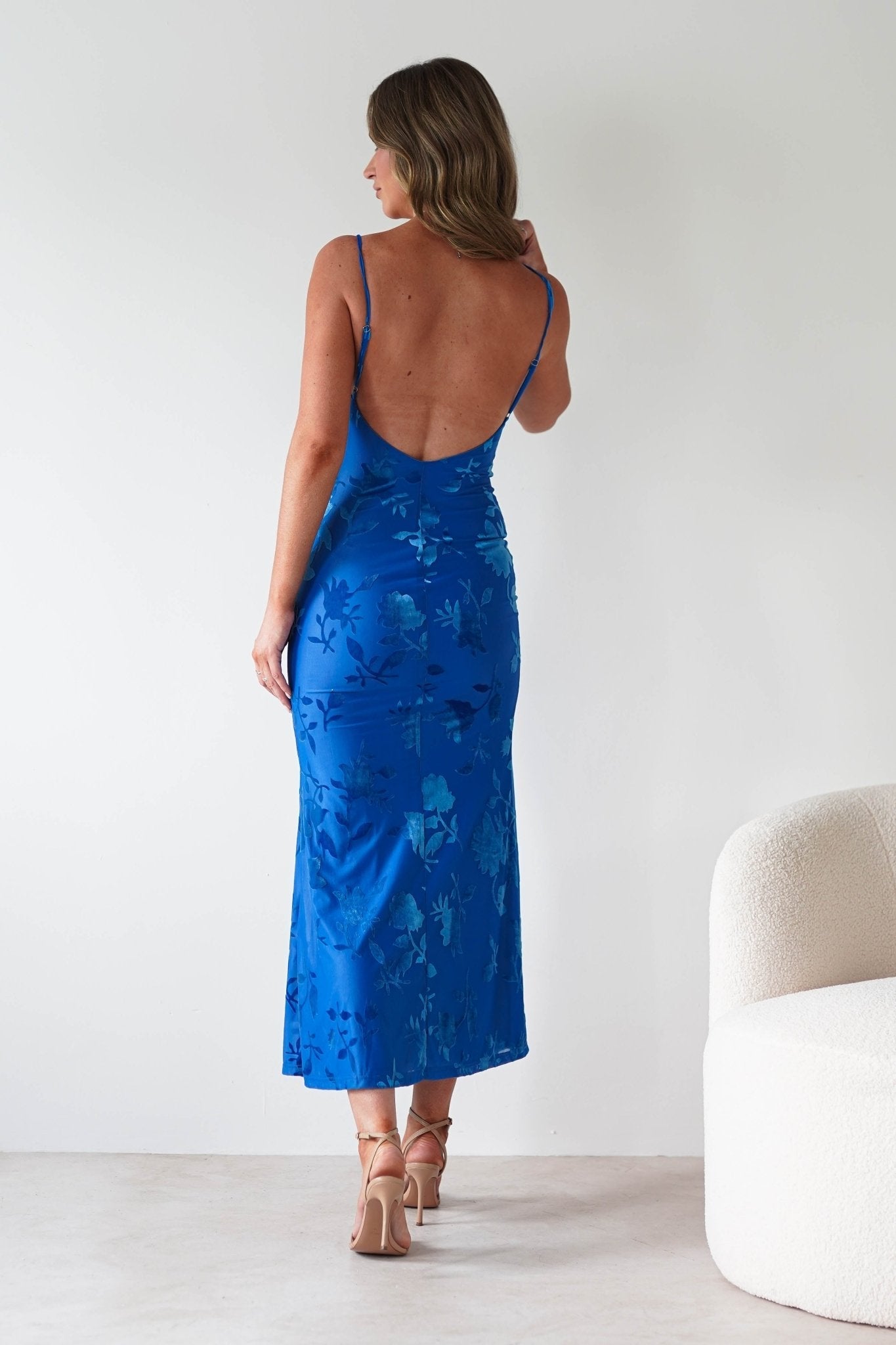 Dahlia Floral Jacquard Maxi Dress | Royal Blue