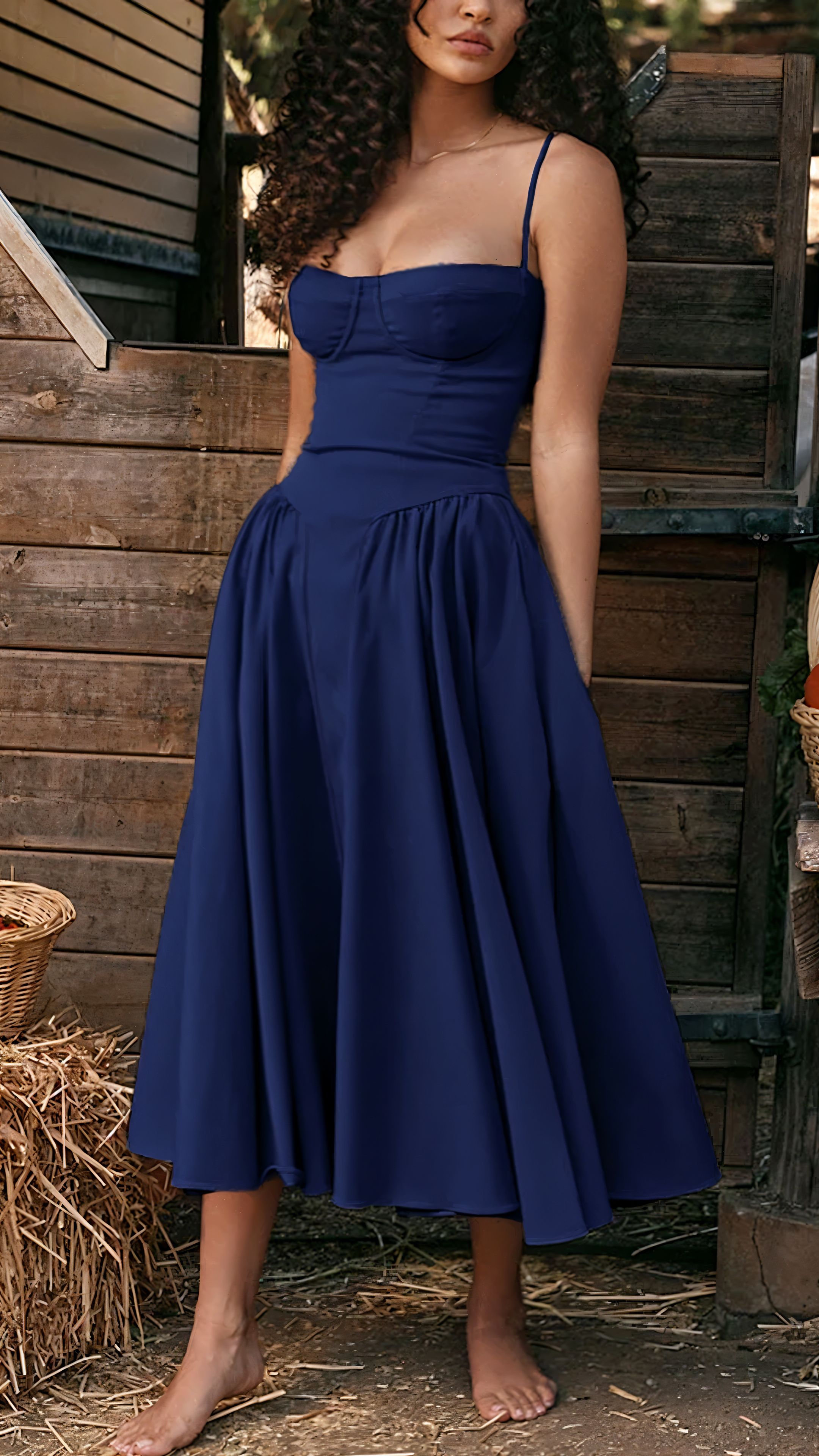 Violet French Dress with Suspenders in Hof Style