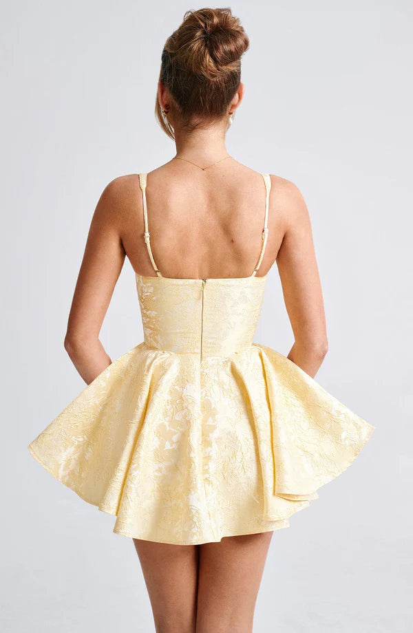 Emelyn Floral Jacquard Playsuit Mini Dress