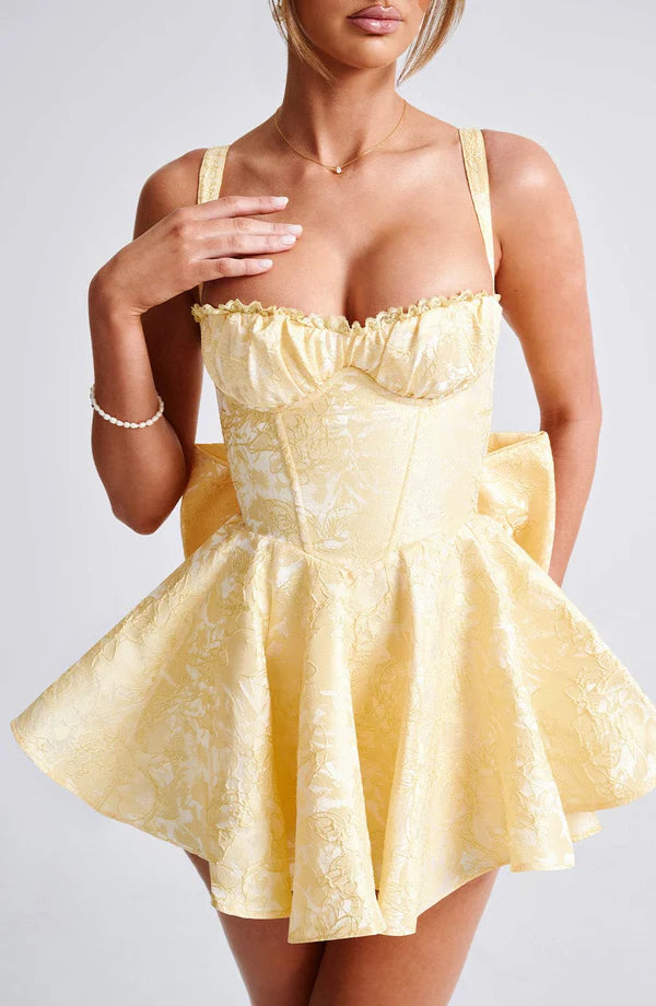 Emelyn Floral Jacquard Playsuit Mini Dress