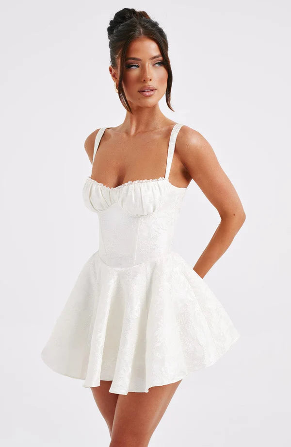 Emelyn Floral Jacquard Playsuit Mini Dress